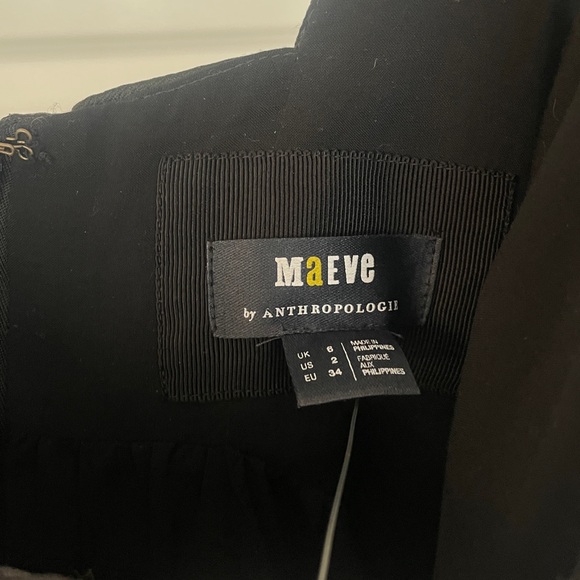 NWT Anthropologie Maeve Jacquard Mini Dress Black size 2 - Picture 5 of 8